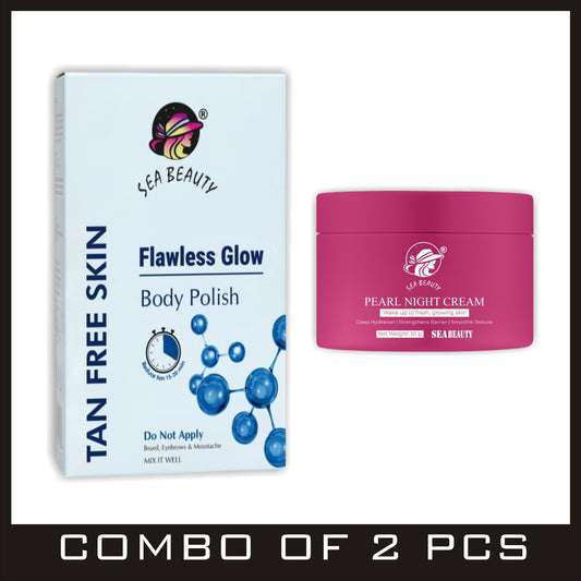 Combo of 2ps sea beauty tan polish and night cream