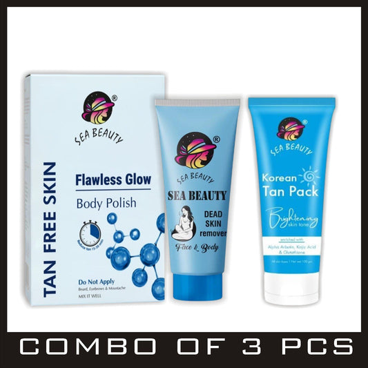 Combo of 3ps sea beauty (tan polish+Dead Skin Remover+Korean Tan Pack)