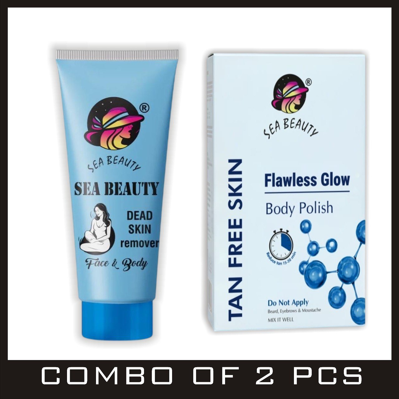 combo of 2ps sea beauty tan polish and dead skin remover