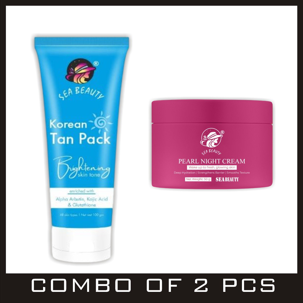 Combo of 2ps sea beauty koren tan pack and night cream