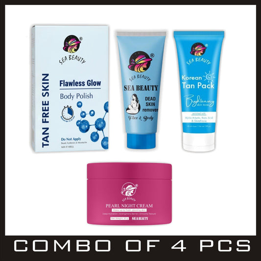 Combo pack of 4ps (tan polish+Dead Skin Remover+Korean Tan Pack+Night Cream)